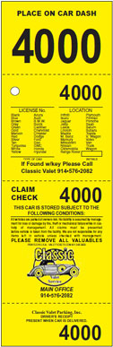 4 part custom color stock valet ticket